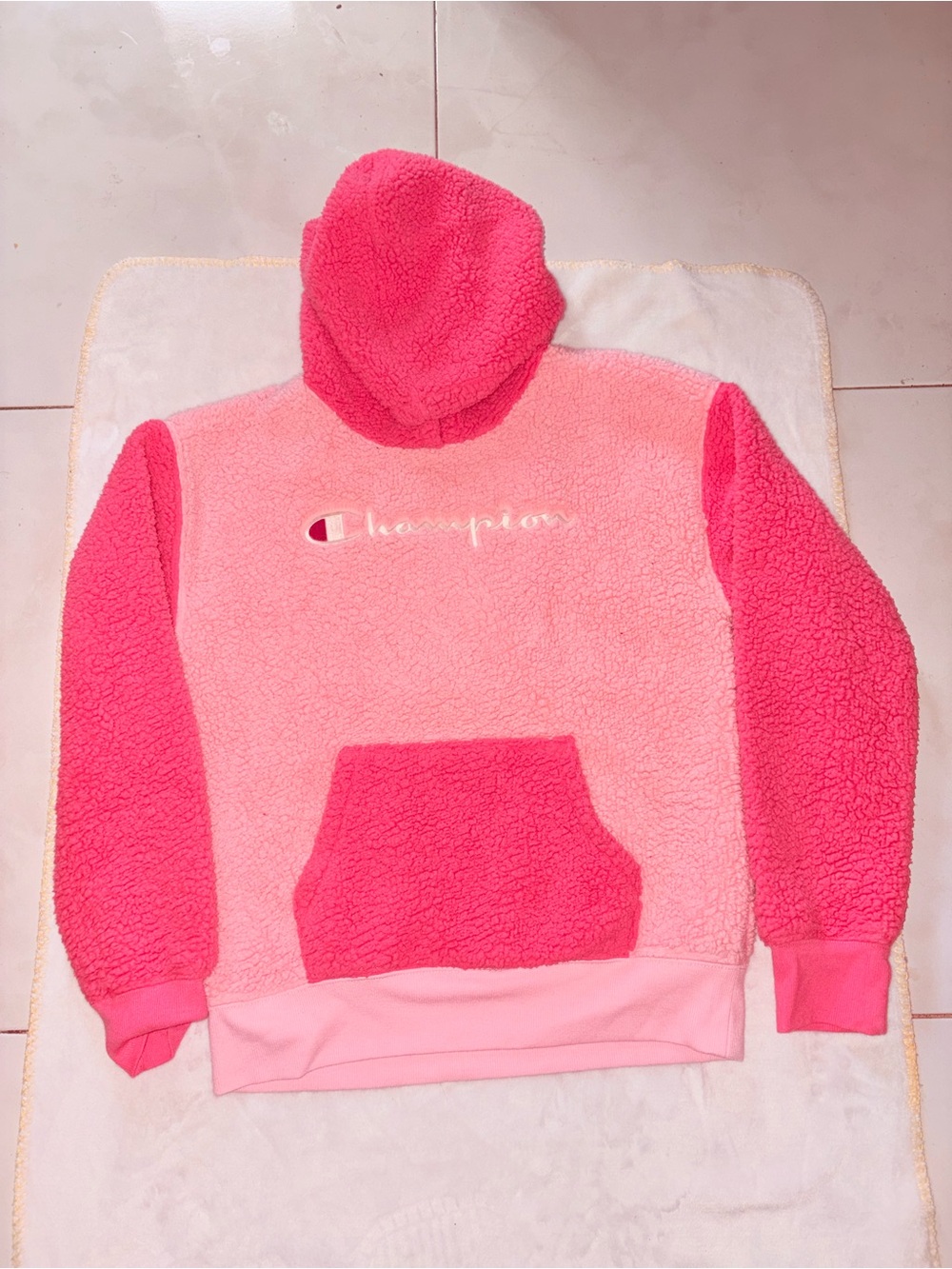 Champion Girls Pink Sherpa fleece pullover hoodie